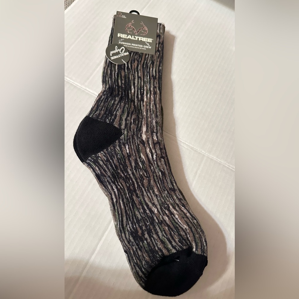 Realtree Crew Sock in Black and Brown Tones